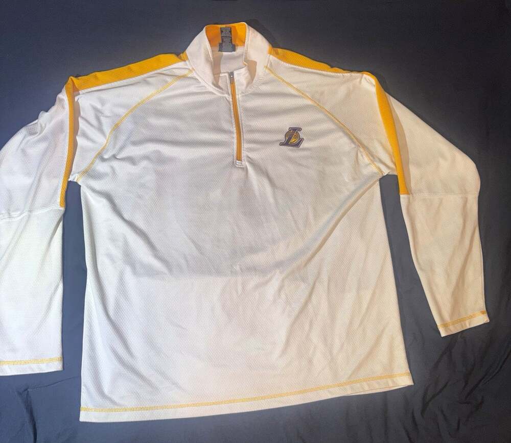 NBA Los Angeles Lakers 1/4 Zip Pullover Jacket Men's 2XL White Gold